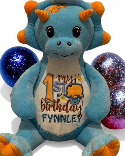 Sir Monty Blue Dinosaur | Official Cubbie Soft Toy | Personalised