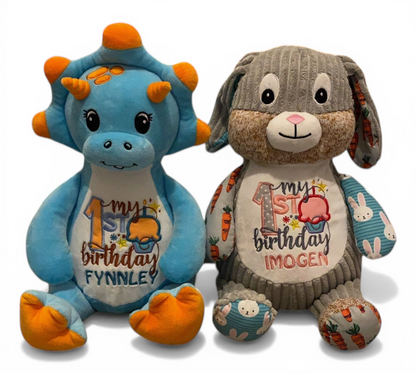 Sir Monty Blue Dinosaur | Official Cubbie Soft Toy | Personalised