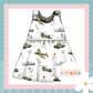 Vintage Military Print French Terry Blossom Dress (Handmade To Order)
