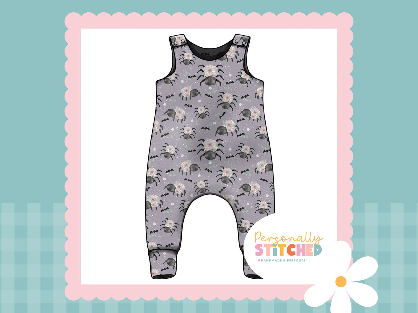 Floral Spider French Terry Romper (Handmade To Order)