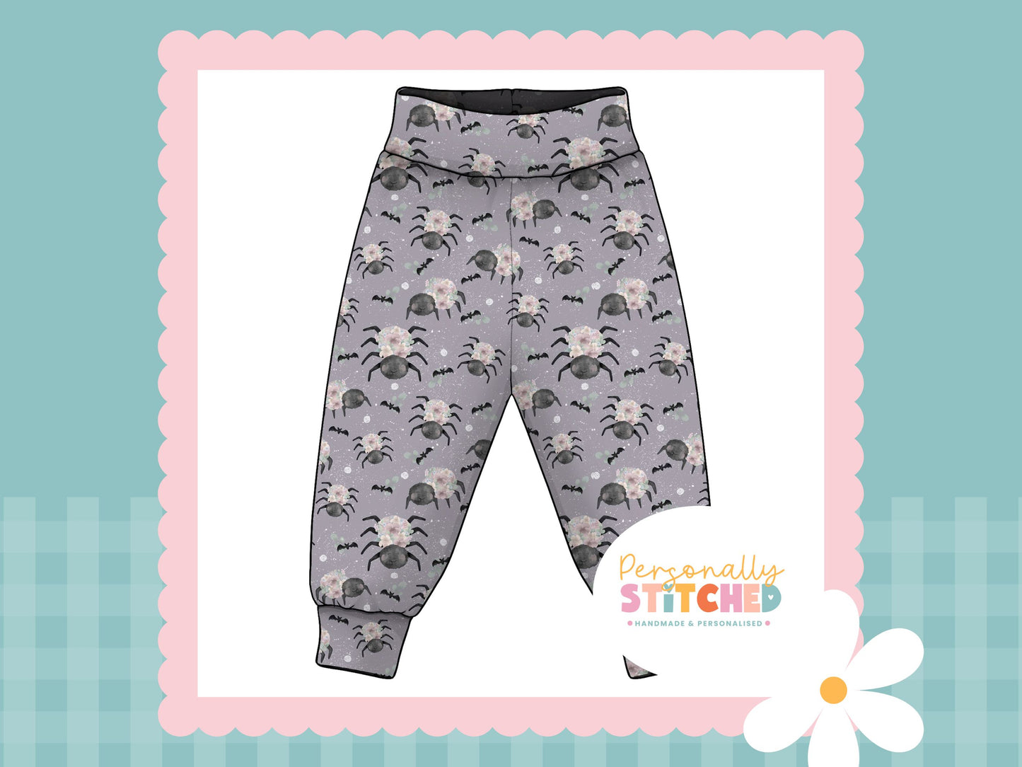 Floral Spider Print French Terry Relaxed Fit Yoga Waist & Cuff Joggers