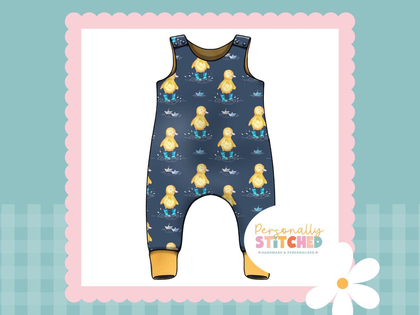 Buddy Duck French Terry Romper (Handmade To Order)