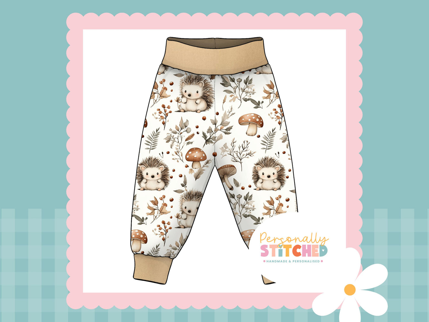 Exclusive Hedgehog Print French Terry Relaxed Fit Yoga Waist & Cuff Joggers