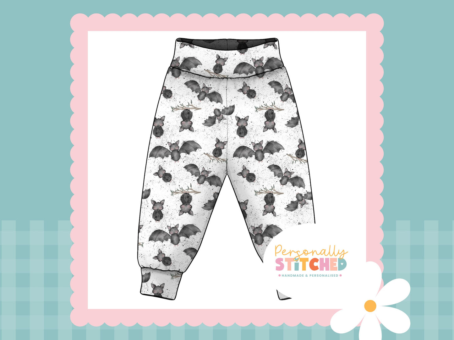 Bats Splats Print French Terry Relaxed Fit Yoga Waist & Cuff Joggers