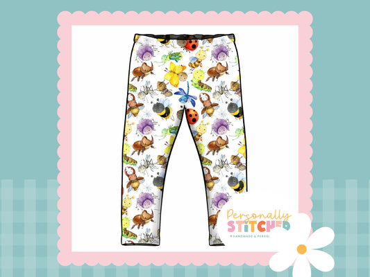 Happy Bugs Print French Terry Classic Leggings (Handmade To Order)