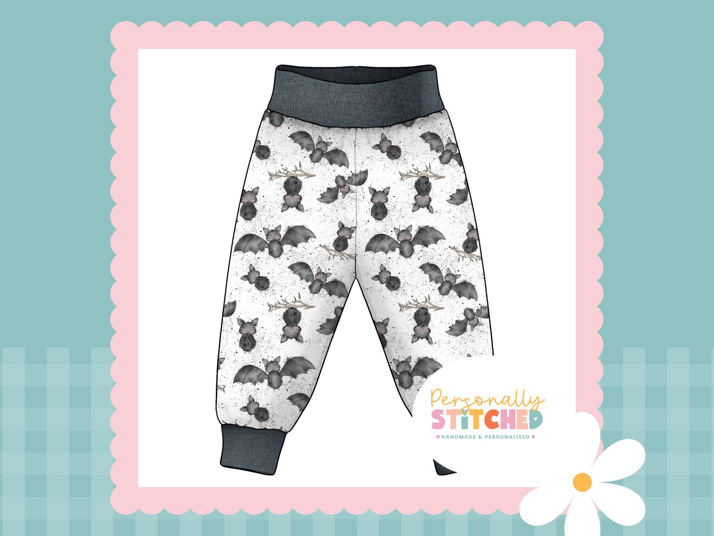 Bats Splats Print French Terry Relaxed Fit Yoga Waist & Cuff Joggers