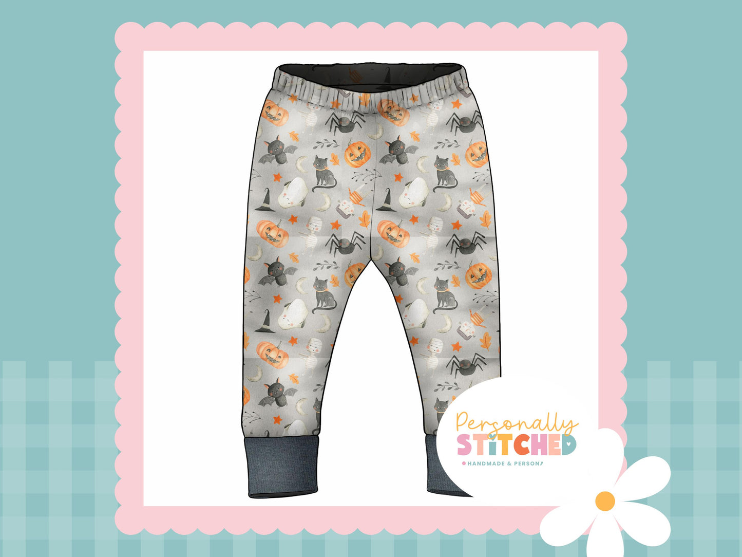 Halloween Print French Terry Cuff Leggings