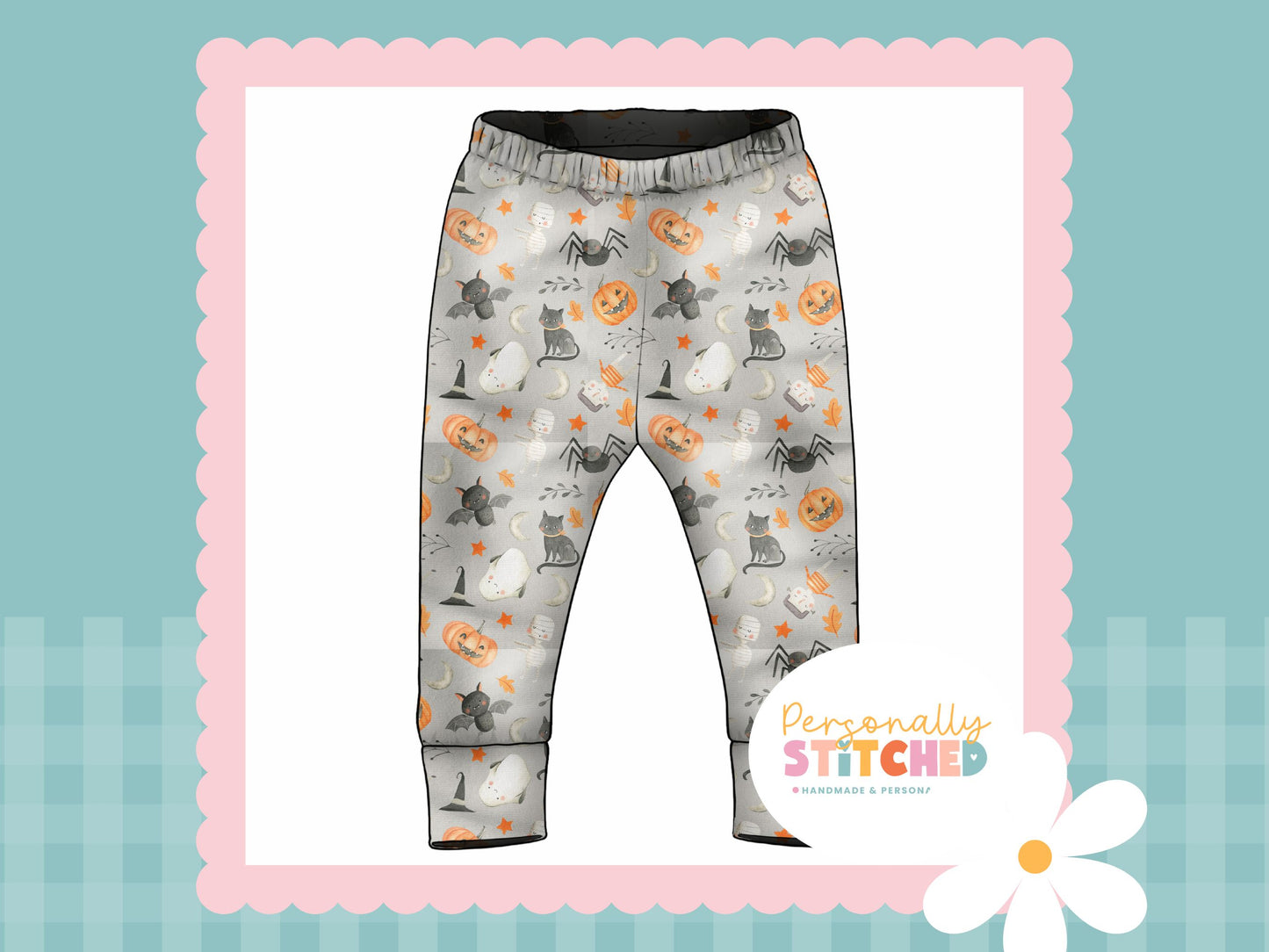 Halloween Print French Terry Cuff Leggings