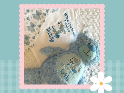 When i wake up i will be ONE Pyjamas | Pink Tummi Teddy | Embroidered