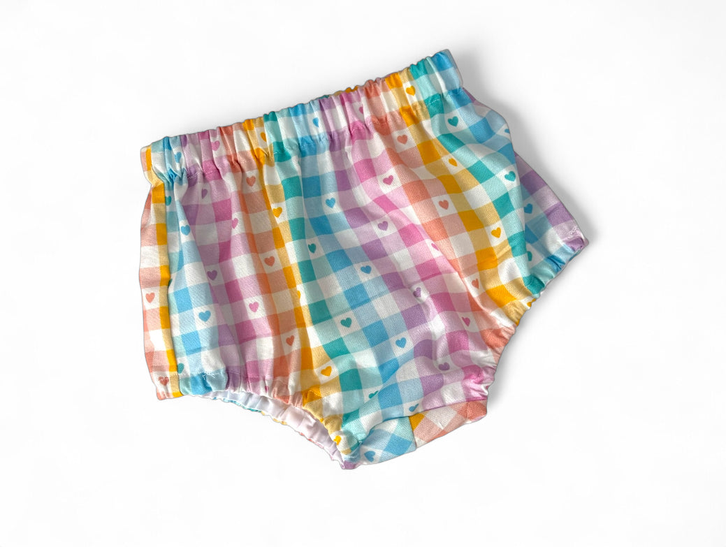 Pastel Gingham Heart Ruffle Skirt