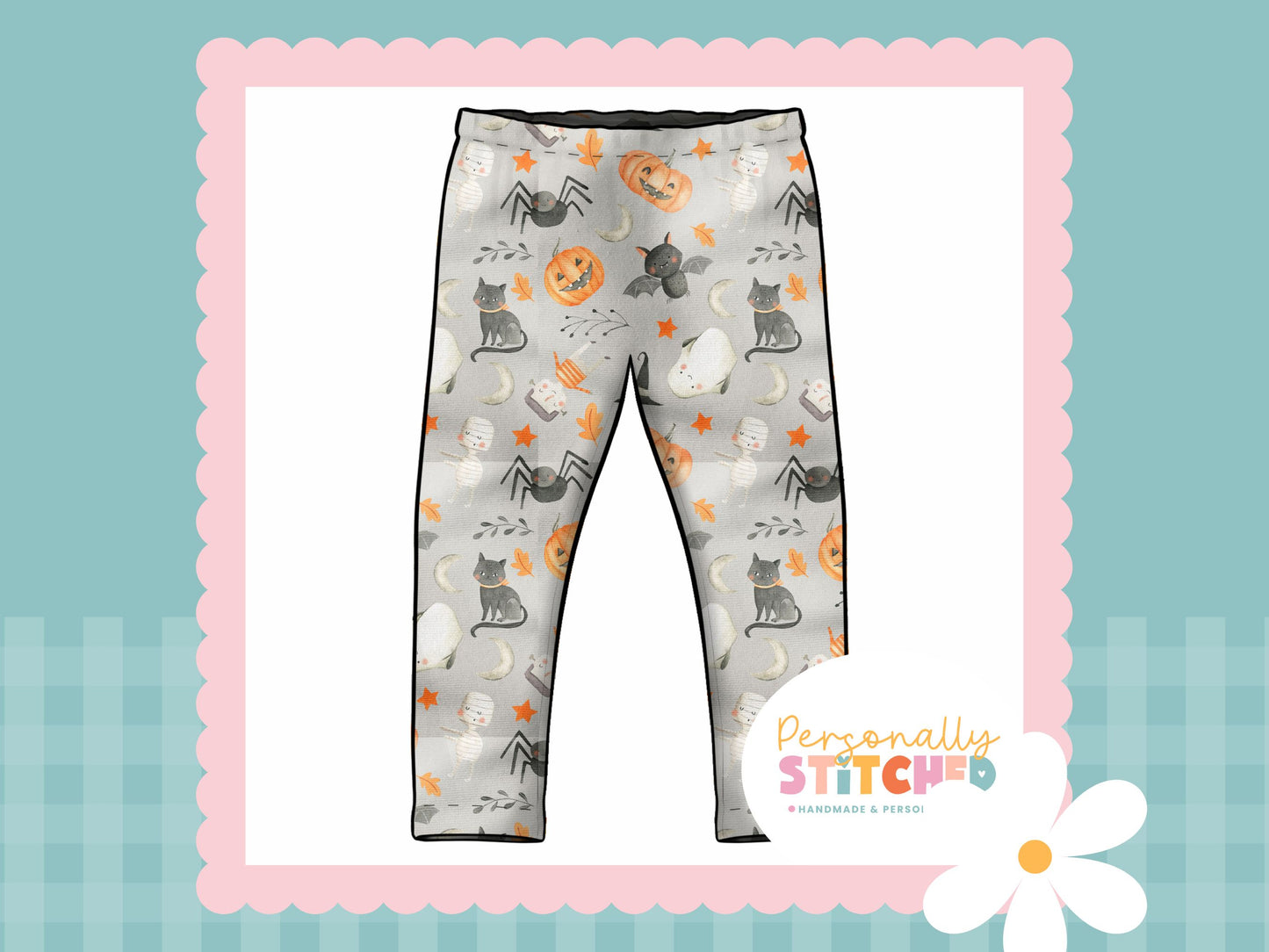 Halloween Print French Terry Classic Leggings (Handmade To Order)