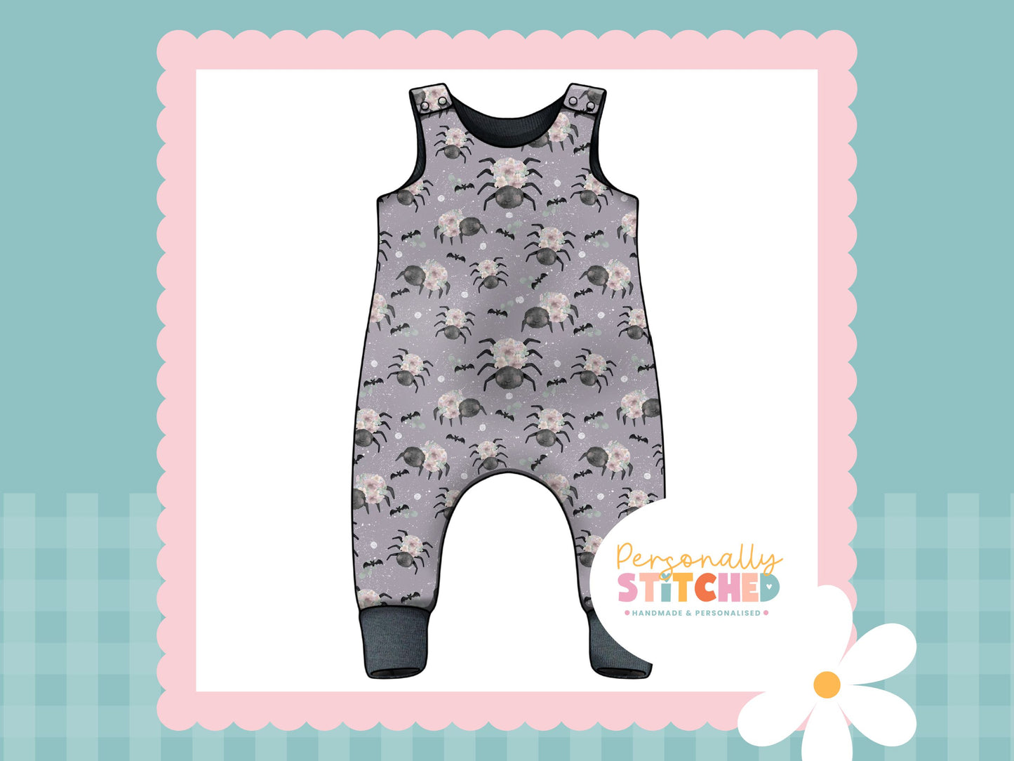 Floral Spider French Terry Romper (Handmade To Order)