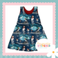 Ice Skating Puffins French Terry Blossom Dress (Handmade To Order)