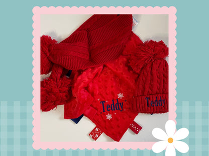 Red Personalised Baby Gift Set | Embroidered