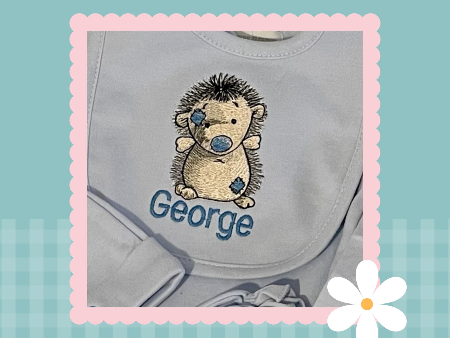 5 Piece Personalised Layette Set ✭ Hedgehog Design