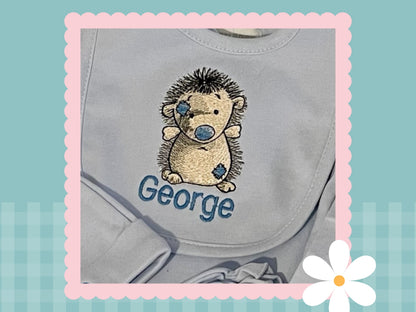 5 Piece Personalised Layette Set | Hedgehog Design | Embroidered