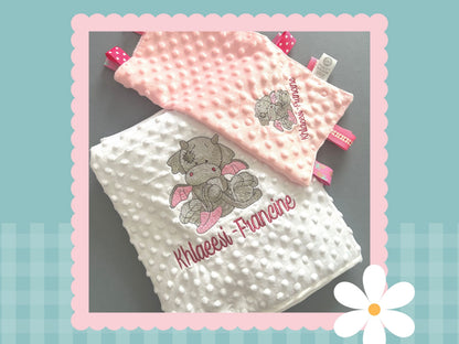 Personalised Dimple Fleece Blanket | Dragon | Embroidered