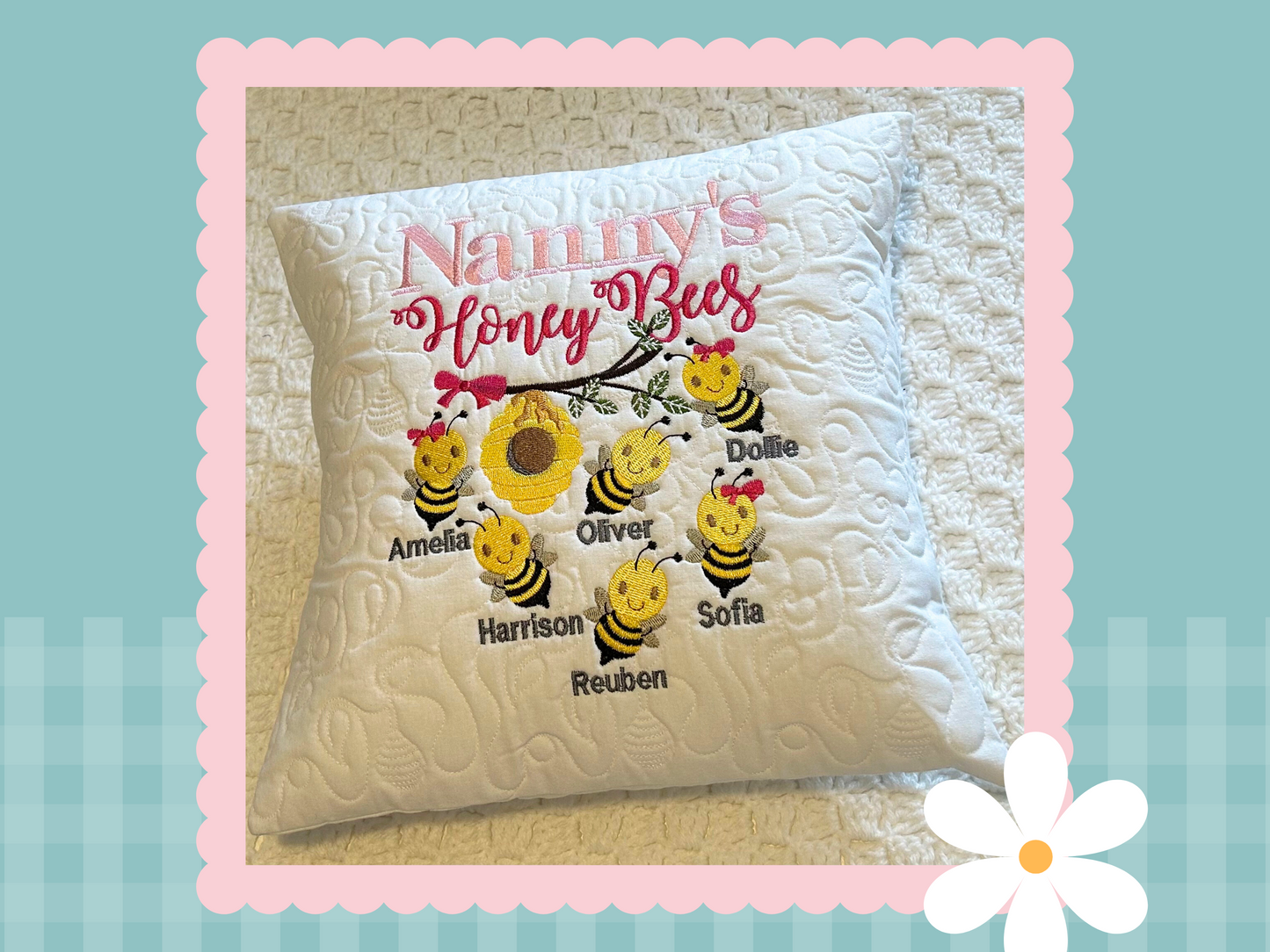 Family Honey Bees Handmade Cushion