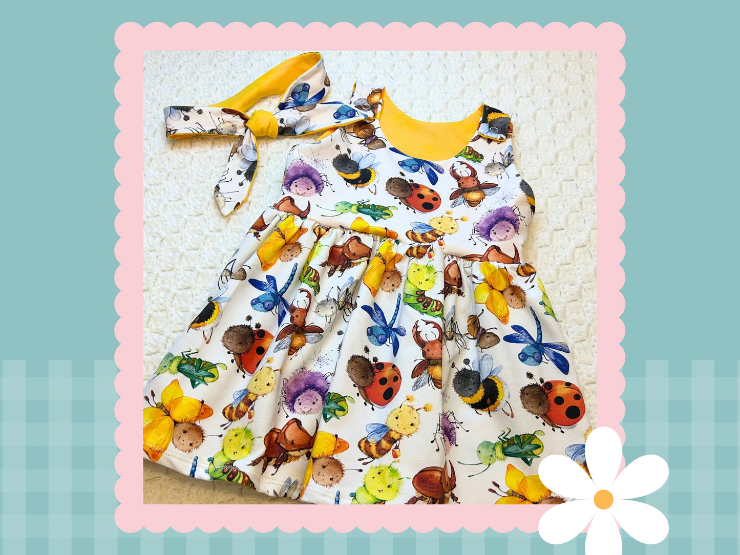 Handmade Happy Bugs Print Blossom Dress