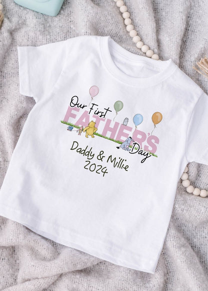 Our First Fathers Day T-Shirt | Classic Pooh Bear | Printed