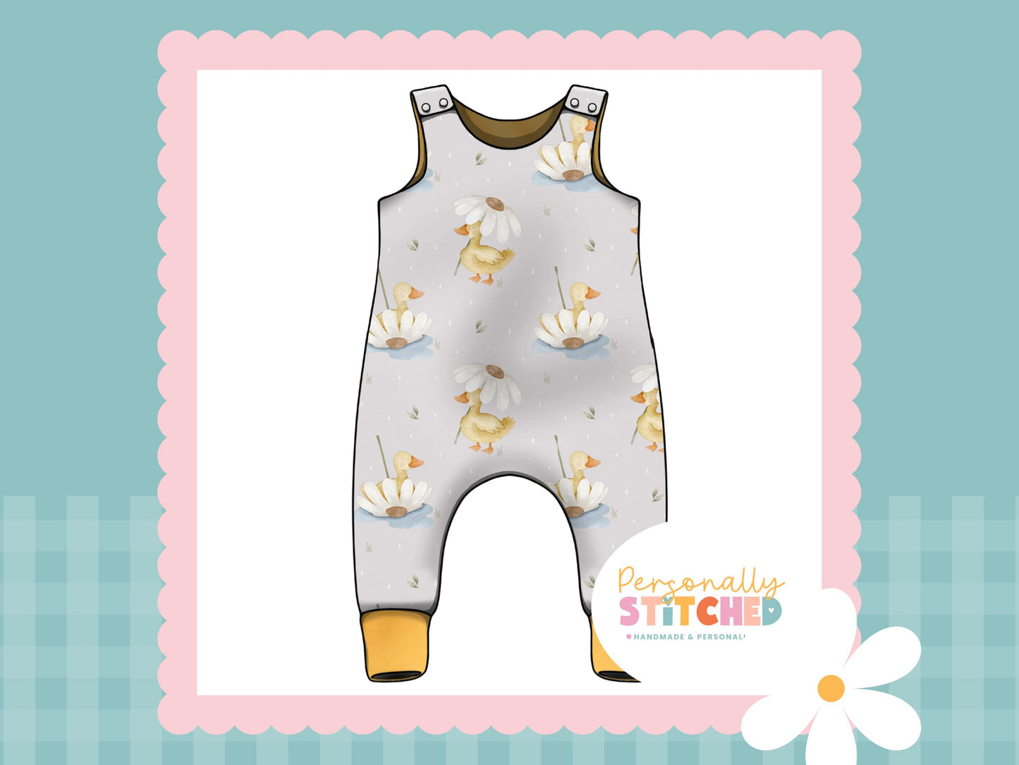 Duck's & Daisy Print French Terry Romper