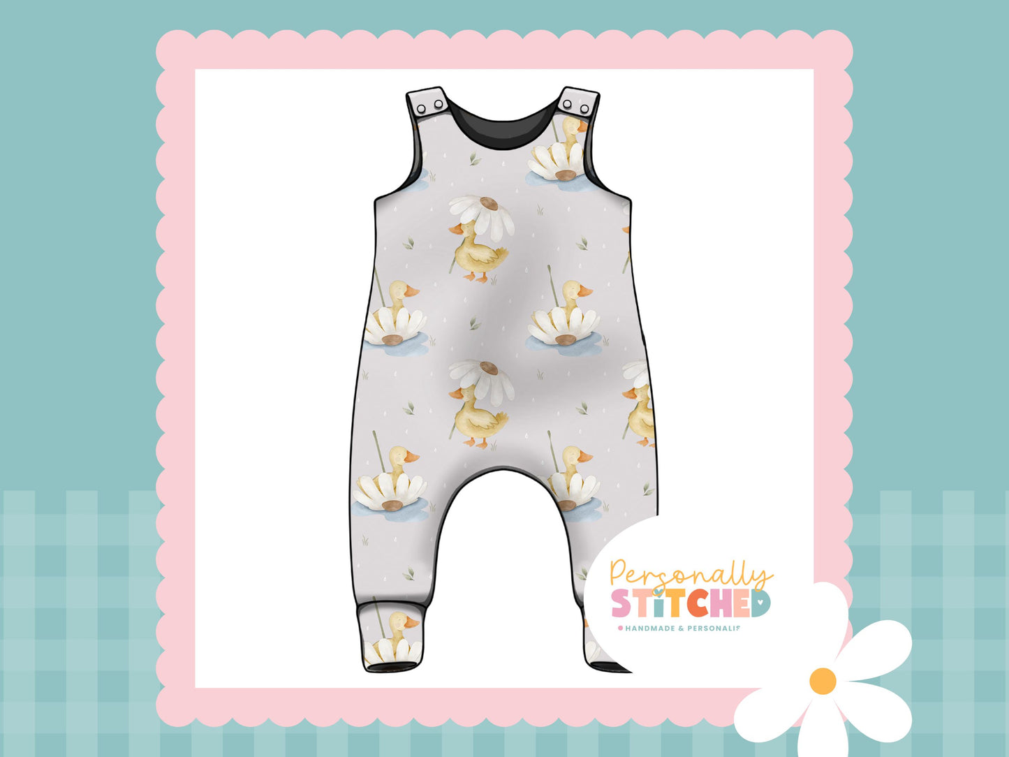 Duck's & Daisy Print French Terry Romper