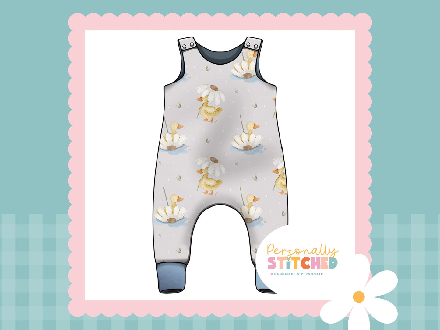 Duck's & Daisy Print French Terry Romper