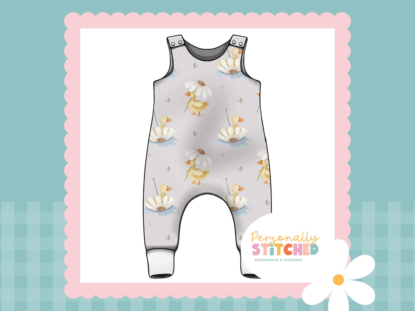 Duck's & Daisy Print French Terry Romper