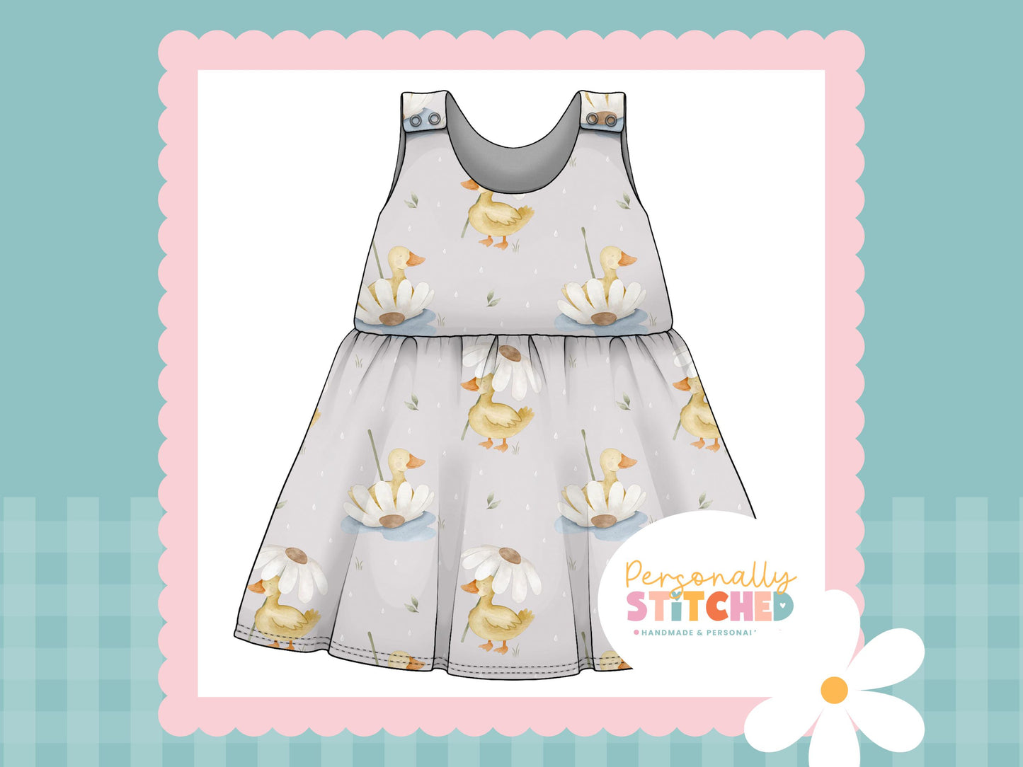 Duck's & Daisy Print French Terry Blossom Dress