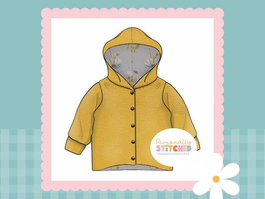 Duck's & Daisy Print Waffle Knit Hooded Cardigan