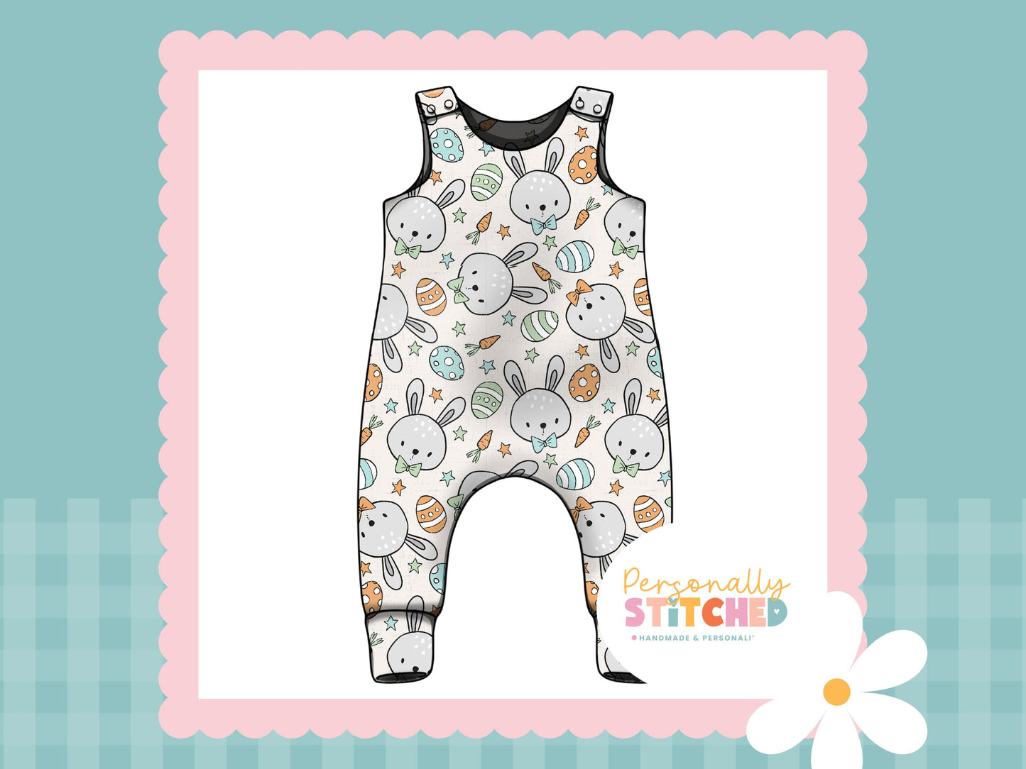 MR Bunny Print French Terry Romper