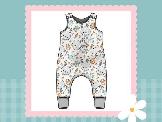 MR Bunny Print French Terry Romper