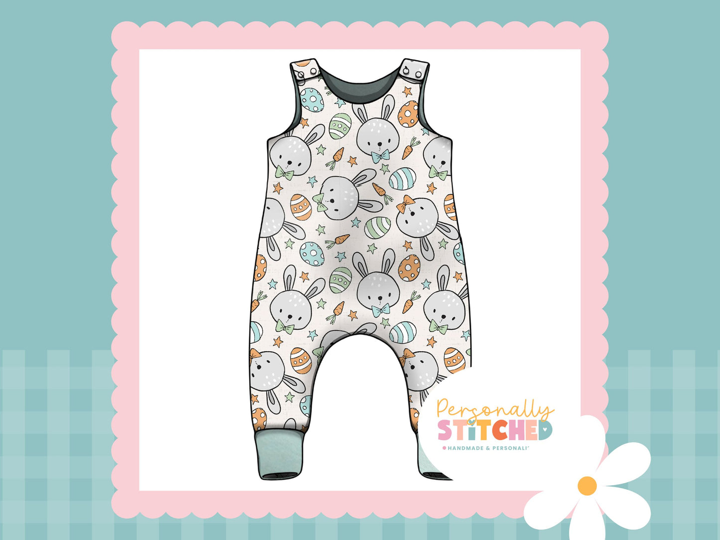 MR Bunny Print French Terry Romper