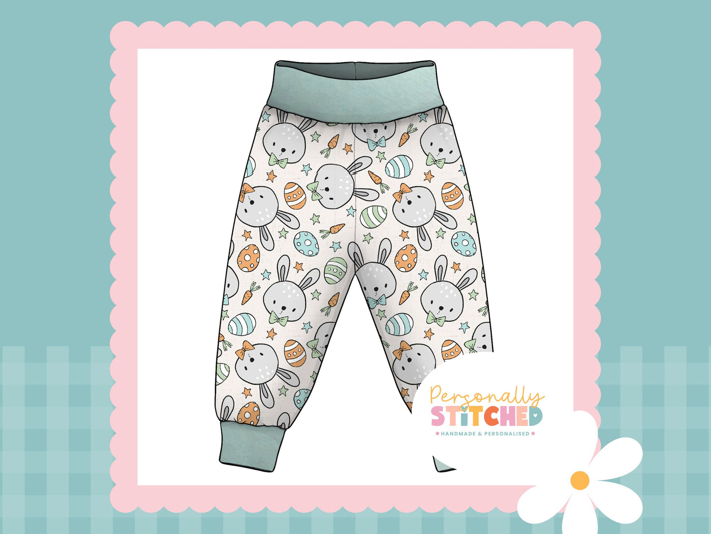 MR Bunny Print French Terry Relaxed Fit Yoga Waist & Cuff Joggers