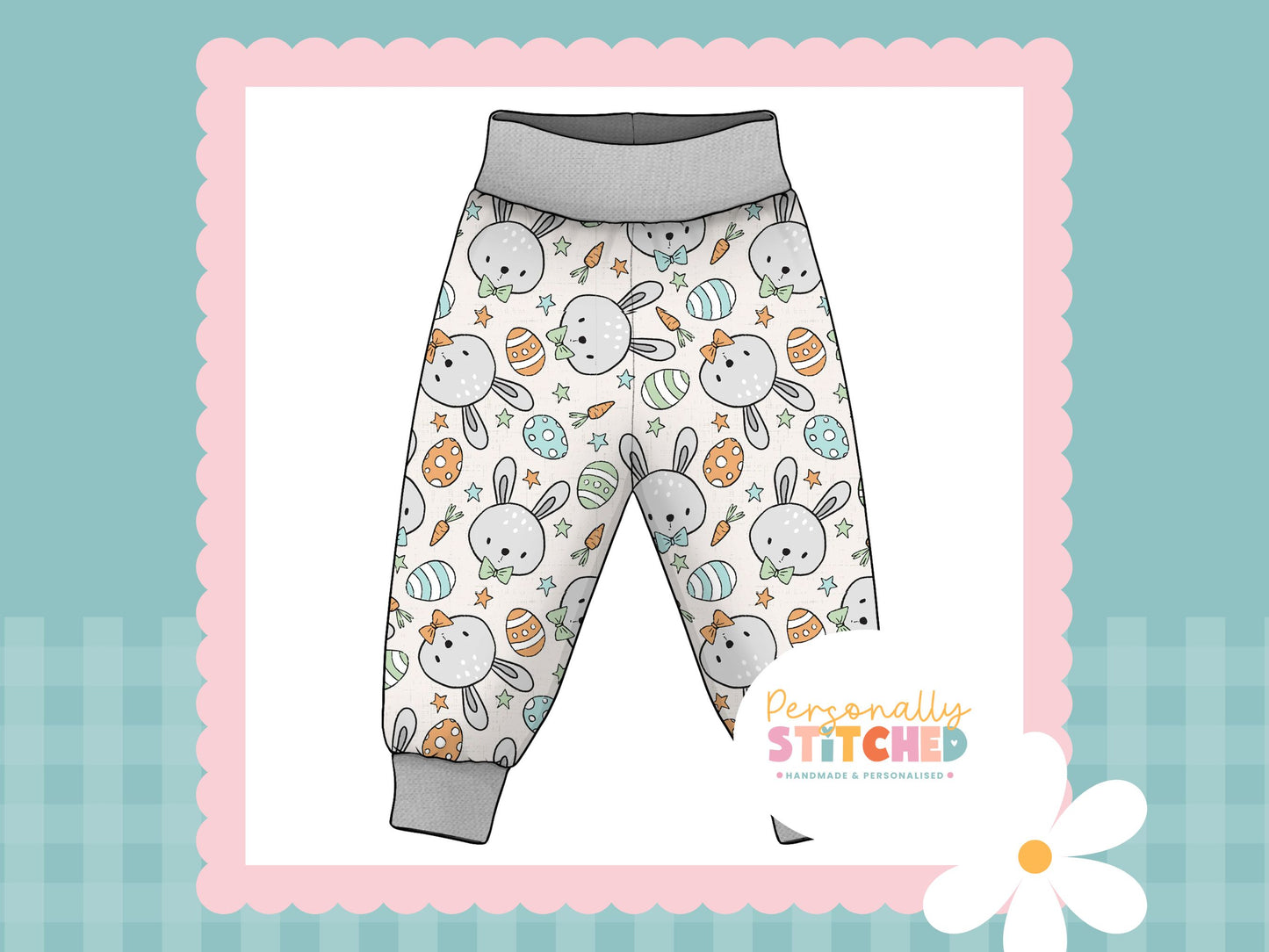 MR Bunny Print French Terry Relaxed Fit Yoga Waist & Cuff Joggers