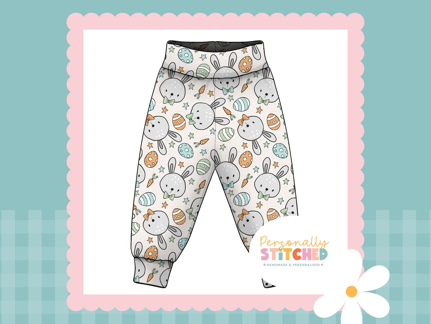 MR Bunny Print French Terry Relaxed Fit Yoga Waist & Cuff Joggers