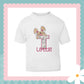 Peaking Bunny Embroidered Initial appliqué T-shirt (Miss Bunny Print)