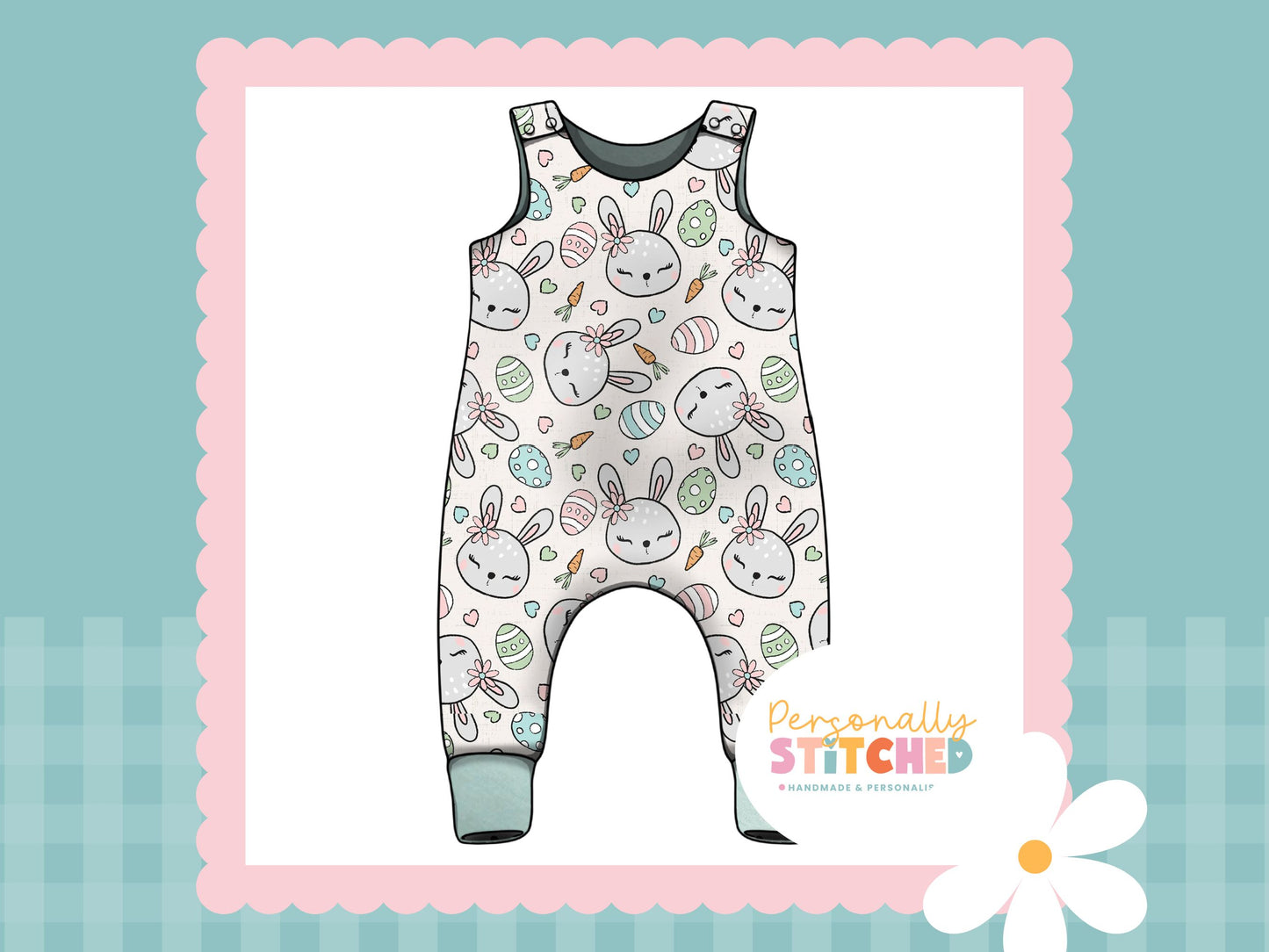 MISS Bunny Print French Terry Romper