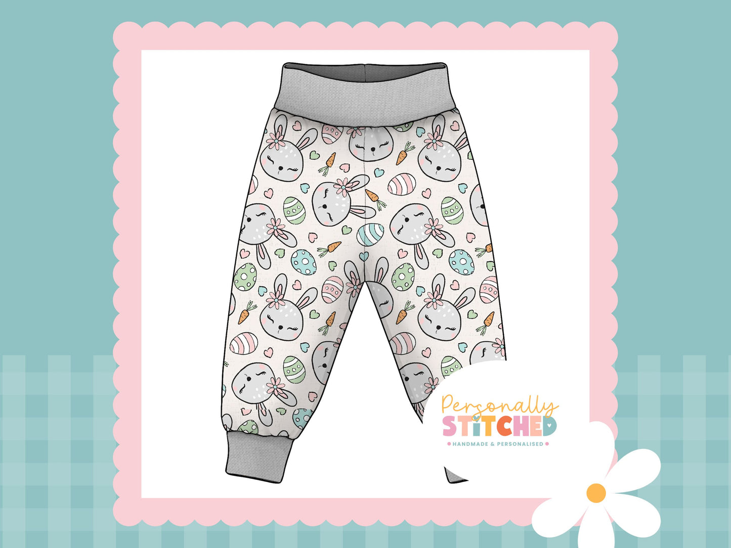 MISS Bunny Print French Terry Relaxed Fit Yoga Waist & Cuff Joggers