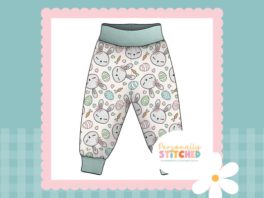 MISS Bunny Print French Terry Relaxed Fit Yoga Waist & Cuff Joggers