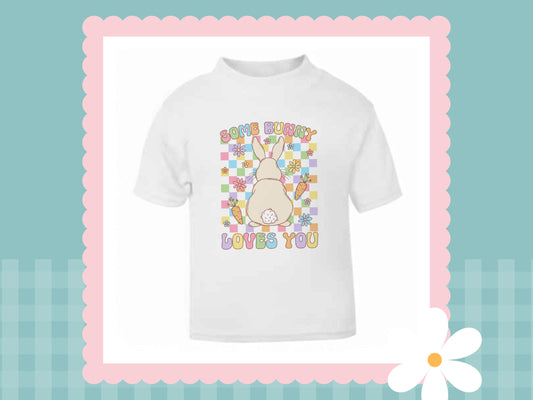 Pastel Checks "Some Bunny Loves You" Printed T-shirt