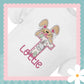 Peaking Bunny Embroidered Initial appliqué T-shirt (Miss Bunny Print)