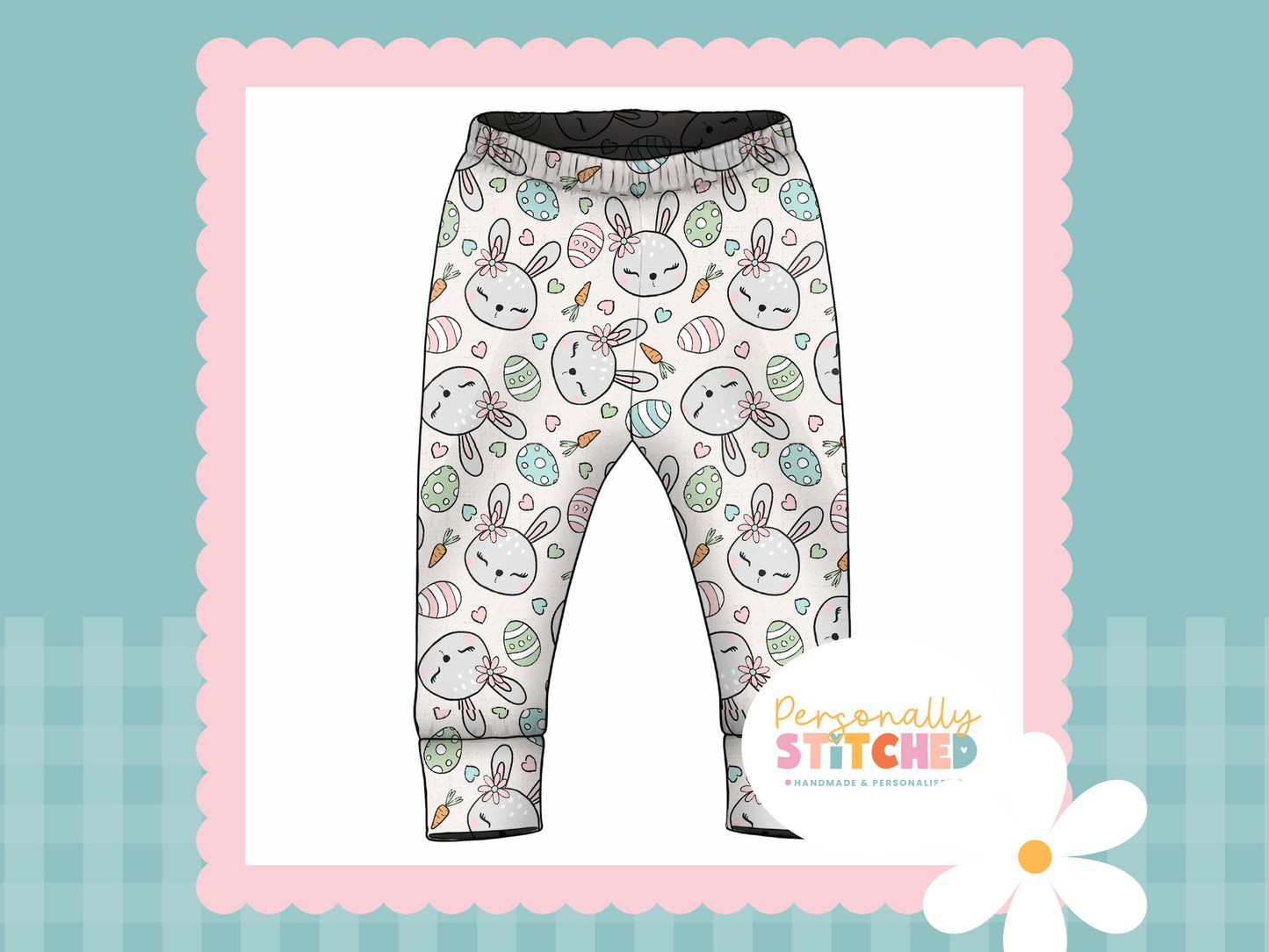 MISS Bunny Print French Terry Cuff Leggings