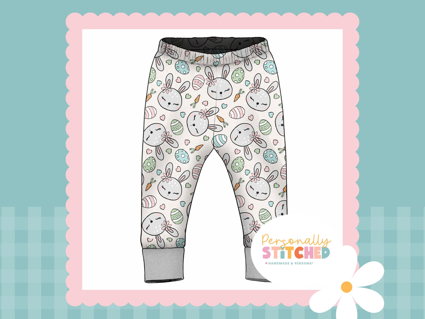 MISS Bunny Print French Terry Cuff Leggings