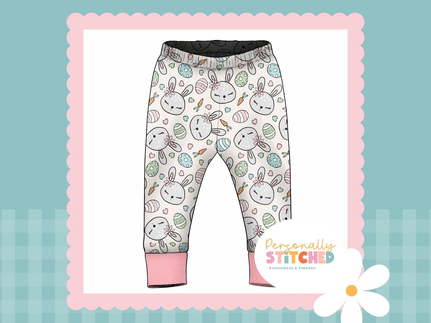 MISS Bunny Print French Terry Cuff Leggings