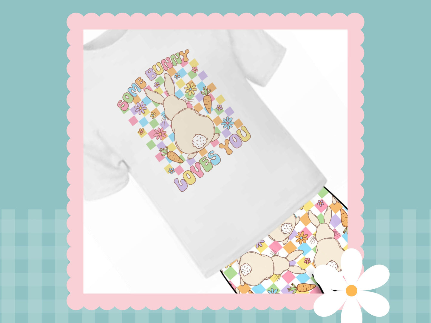 Pastel Checks "Some Bunny Loves You" Printed T-shirt