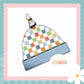 Muted Check Print Handmade Tie Knot Baby Hat