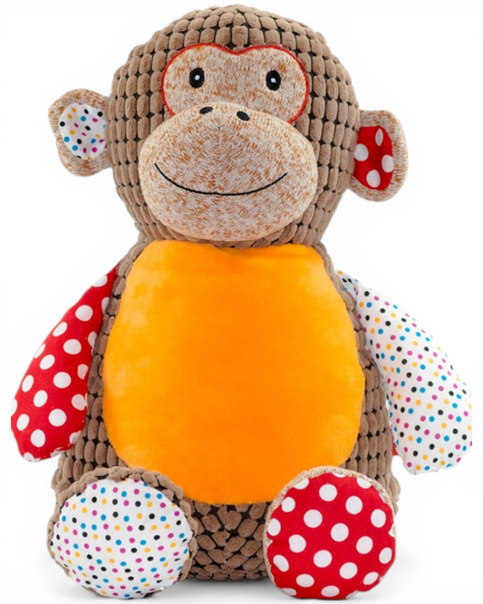 Huggles Patchwork Monkey | Official Cubbie Soft Toy | Personalised