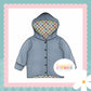 Muted Check Print Waffle Knit Hooded Cardigan
