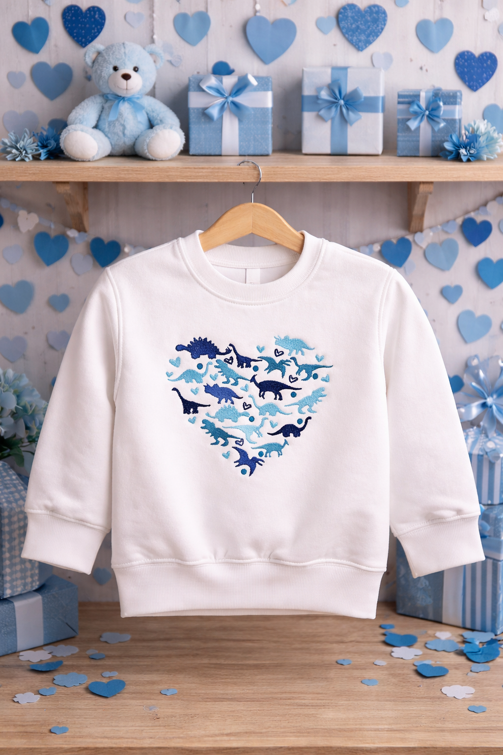 Dinosaur Heart | Valentines Day Embroidered Sweatshirt